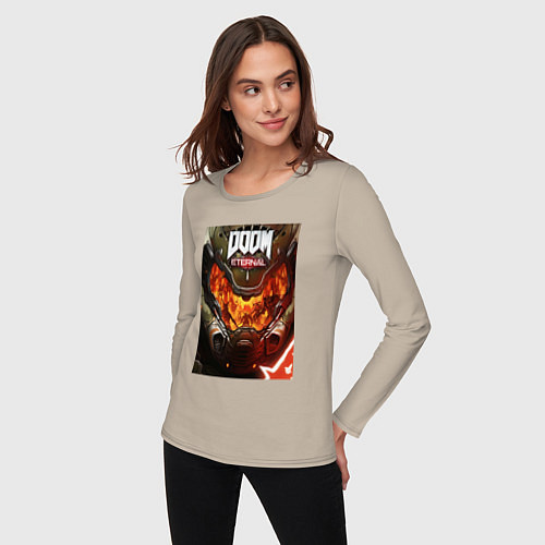 Женский лонгслив Doom eternal - poster / Миндальный – фото 3