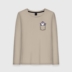 Женский лонгслив Пингвин в кармашке