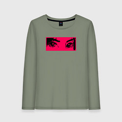 Лонгслив хлопковый женский Anime Sad Eye, цвет: авокадо