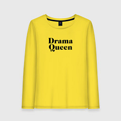 Лонгслив хлопковый женский Надпись Drama Queen, цвет: желтый