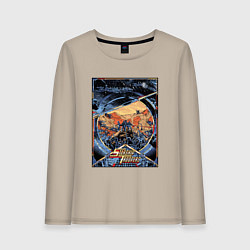 Лонгслив хлопковый женский Звездный десант в квадрате, цвет: миндальный