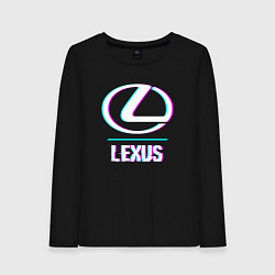 Лонгслив хлопковый женский Значок Lexus в стиле glitch, цвет: черный