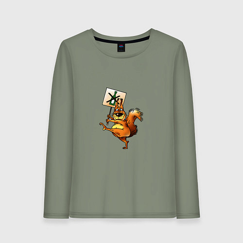 Женский лонгслив Белка против пьянства / Авокадо – фото 1