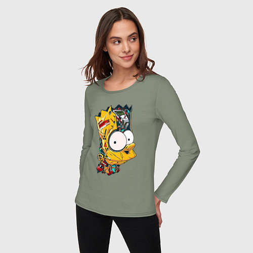 Женский лонгслив Cyber-Bart - Simpsons family / Авокадо – фото 3