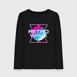 Лонгслив хлопковый женский Retrowave Neon, цвет: черный