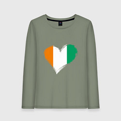 Лонгслив хлопковый женский Сердце - Ирландия, цвет: авокадо