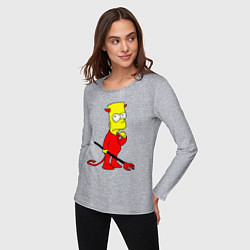Лонгслив хлопковый женский Bart Simpson - devil, цвет: меланж — фото 2