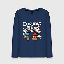 Лонгслив хлопковый женский Cuphead - Mugman, цвет: тёмно-синий