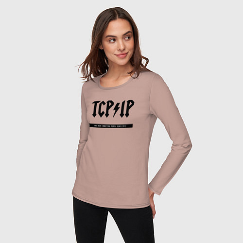 Женский лонгслив TCPIP Connecting people since 1972 / Пыльно-розовый – фото 3