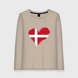 Лонгслив хлопковый женский Сердце - Дания, цвет: миндальный