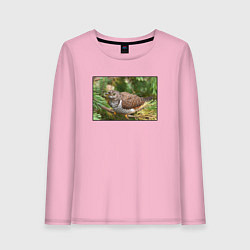Лонгслив хлопковый женский Кукушка в ветках ели, цвет: светло-розовый