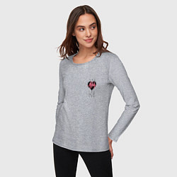 Лонгслив хлопковый женский Стук сердца кардиограмма, цвет: меланж — фото 2