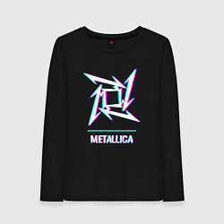 Лонгслив хлопковый женский Metallica glitch rock, цвет: черный
