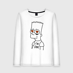 Лонгслив хлопковый женский Im fine - Bart Simpson, цвет: белый