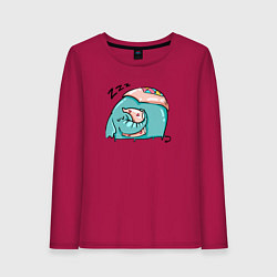 Лонгслив хлопковый женский Спящий слон с подушкой, цвет: маджента