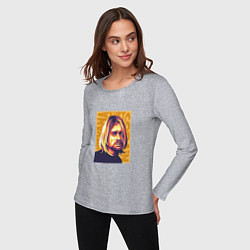 Лонгслив хлопковый женский Nirvana - Cobain, цвет: меланж — фото 2