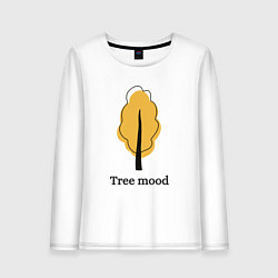 Лонгслив хлопковый женский Осеннее оранжевое дерево - tree mood, цвет: белый