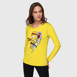 Лонгслив хлопковый женский Боец Барт Симпсон - чёрный пояс, цвет: желтый — фото 2
