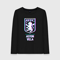 Лонгслив хлопковый женский Aston Villa FC в стиле glitch, цвет: черный