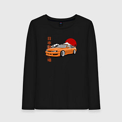 Лонгслив хлопковый женский Silvia s14 JDM Retro Car, цвет: черный