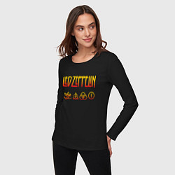 Лонгслив хлопковый женский Led Zeppelin - logotype, цвет: черный — фото 2