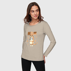 Лонгслив хлопковый женский Doggy Mom, цвет: миндальный — фото 2