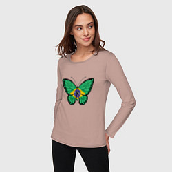 Лонгслив хлопковый женский Бабочка - Бразилия, цвет: пыльно-розовый — фото 2