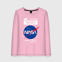 Лонгслив хлопковый женский Nasa - Logo, цвет: светло-розовый