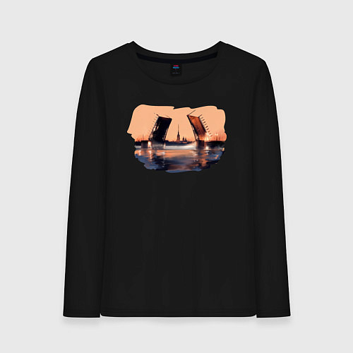 Женский лонгслив Закат в Питере / Черный – фото 1