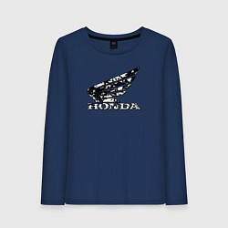Лонгслив хлопковый женский Хонда логотип, цвет: тёмно-синий