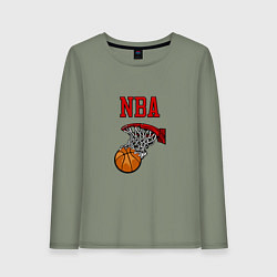 Лонгслив хлопковый женский Basketball - NBA logo, цвет: авокадо