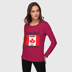 Лонгслив хлопковый женский Федерация хоккея Канады, цвет: маджента — фото 2