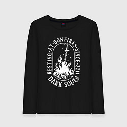 Лонгслив хлопковый женский Dark Souls костер, цвет: черный