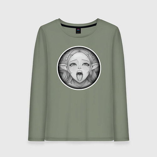 Женский лонгслив Ахегао эльфийка / Авокадо – фото 1