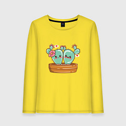 Лонгслив хлопковый женский Cactus Love, цвет: желтый