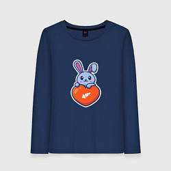 Лонгслив хлопковый женский Кролик и сердечко, цвет: тёмно-синий