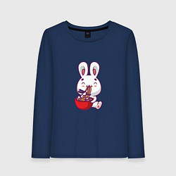Лонгслив хлопковый женский Eating Rabbit, цвет: тёмно-синий