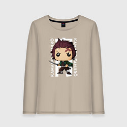 Лонгслив хлопковый женский Фанки поп Танджиро, цвет: миндальный