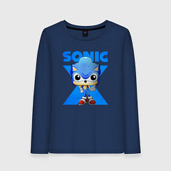 Лонгслив хлопковый женский Funko pop Sonic, цвет: тёмно-синий