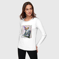 Лонгслив хлопковый женский Колибри с хохолком, цвет: белый — фото 2