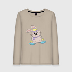 Женский лонгслив Кролик - лыжник