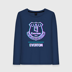 Лонгслив хлопковый женский Everton FC в стиле glitch, цвет: тёмно-синий
