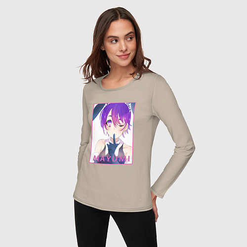 Женский лонгслив Милая Маюми Додзима - Красавчики детективы / Миндальный – фото 3