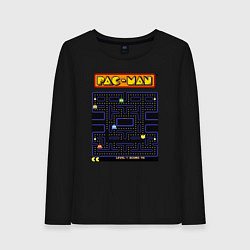 Лонгслив хлопковый женский Pac-Man на ZX-Spectrum, цвет: черный