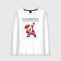 Женский лонгслив Through the snow Santa dabbing