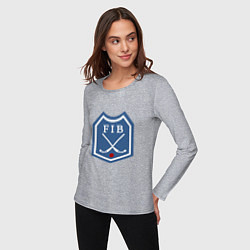 Лонгслив хлопковый женский Хоккей с мячом - лого, цвет: меланж — фото 2