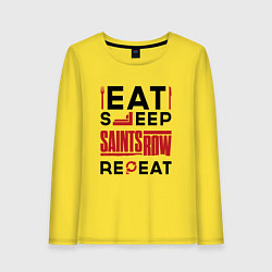 Женский лонгслив Надпись: eat sleep Saints Row repeat