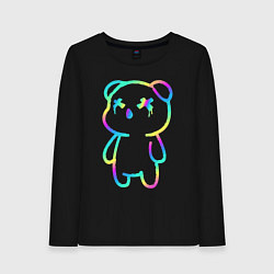 Лонгслив хлопковый женский Cool neon bear, цвет: черный