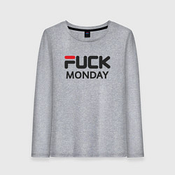 Лонгслив хлопковый женский Fuck monday, anti-brand, fila, цвет: меланж