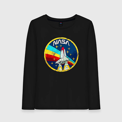 Женский лонгслив NASA - emblem - USA / Черный – фото 1